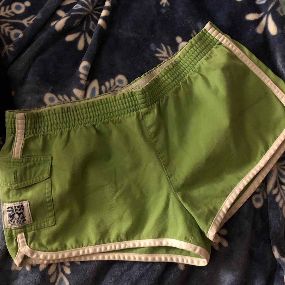 Victoria secret pink green canvas booty shorts